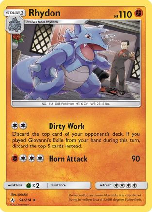 Rhydon 094/214 - SM  Unbroken Bonds Reverse Holofoil - for just $0.12! 