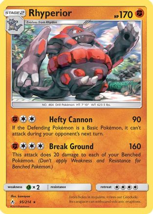 Rhyperior 095/214 - SM  Unbroken Bonds Reverse Holofoil - for just $0.15! 