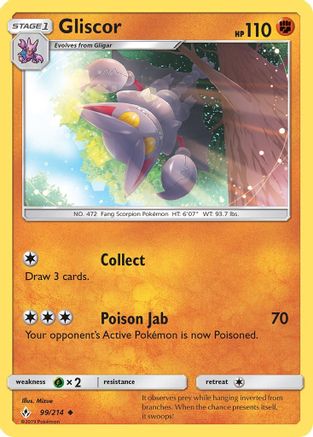 Gliscor 099/214 - SM  Unbroken Bonds Reverse Holofoil - for just $0.20! 