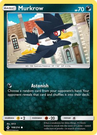 Murkrow 108/214 - SM  Unbroken Bonds - for just $0.05! 