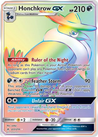 Honchkrow GX (Secret) 223/214 - SM  Unbroken Bonds Holofoil - for just $4.95! 