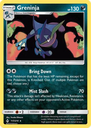 Greninja 117/214 - SM  Unbroken Bonds Holofoil - for just $4.54! 