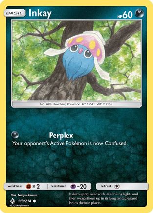 Inkay 118/214 - SM  Unbroken Bonds Reverse Holofoil - for just $0.05! 