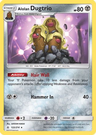 Alolan Dugtrio 122/214 - SM  Unbroken Bonds Reverse Holofoil - for just $0.08! 
