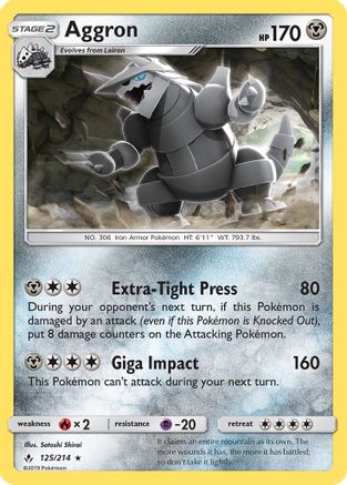 Aggron 125/214 - SM  Unbroken Bonds Reverse Holofoil - for just $0.24! 