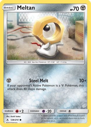 Meltan 128/214 - SM  Unbroken Bonds Reverse Holofoil - for just $0.18! 