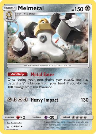 Melmetal 129/214 - SM  Unbroken Bonds Holofoil - for just $0.28! 