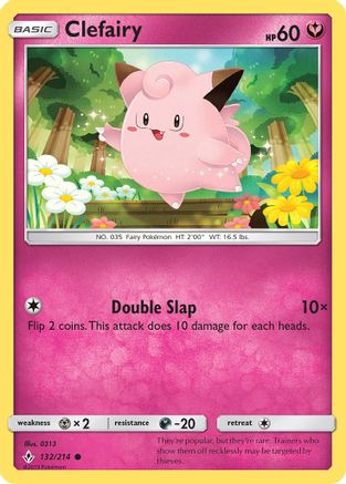 Clefairy 132/214 - SM  Unbroken Bonds Reverse Holofoil - for just $0.33! 