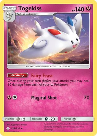 Togekiss 138/214 - SM  Unbroken Bonds Holofoil - for just $0.55! 