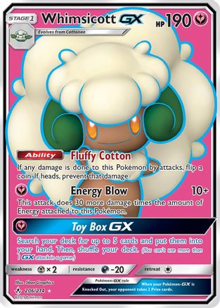 Whimsicott GX (Full Art) 206/214 - SM  Unbroken Bonds Holofoil - for just $2.68! 