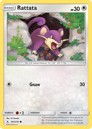 Rattata 143/214 - SM  Unbroken Bonds Reverse Holofoil - for just $0.18! 