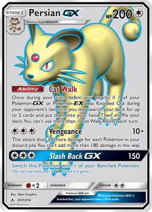 Persian GX (Full Art) 207/214 - SM  Unbroken Bonds Holofoil - for just $3.33! 