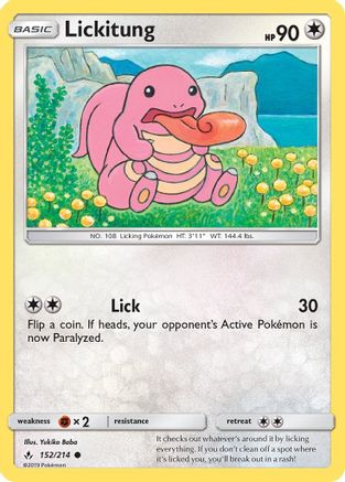 Lickitung 152/214 - SM  Unbroken Bonds Reverse Holofoil - for just $0.18! 