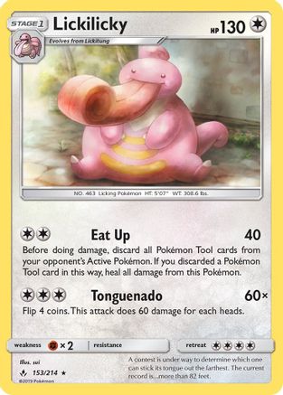Lickilicky 153/214 - SM  Unbroken Bonds Reverse Holofoil - for just $0.28! 