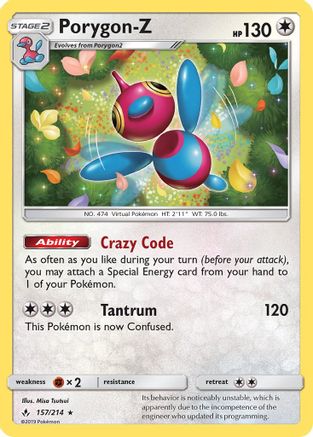 Porygon-Z 157/214 - SM  Unbroken Bonds Reverse Holofoil - for just $0.83! 