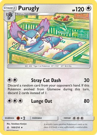 Purugly 160/214 - SM  Unbroken Bonds - for just $0.35! 