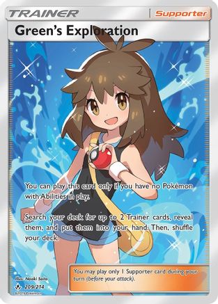 Green's Exploration (Full Art) 209/214 - SM  Unbroken Bonds Holofoil - for just $58.34! 