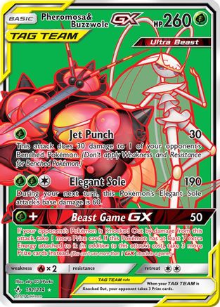 Pheromosa & Buzzwole GX  (Full Art) 191/214 - SM  Unbroken Bonds Holofoil - for just $7.04! 