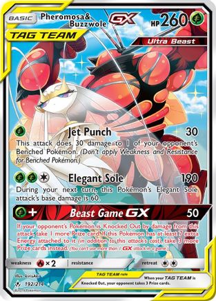 Pheromosa & Buzzwole GX  (Alternate Full Art) 192/214 - SM  Unbroken Bonds Holofoil - for just $30.42! 