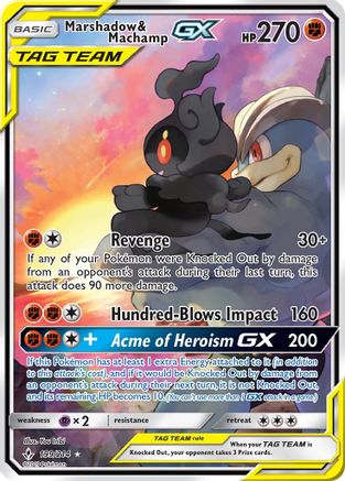 Marshadow & Machamp GX  (Full Art) 199/214 - SM  Unbroken Bonds Holofoil - for just $75.76! 