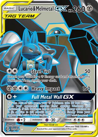 Lucario & Melmetal GX (Full Art) 203/214 - SM  Unbroken Bonds Holofoil - for just $20.70! 