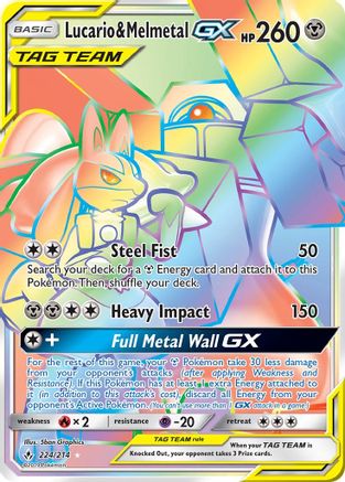 Lucario & Melmetal GX (Secret) 224/214 - SM  Unbroken Bonds Holofoil - for just $22.50! 