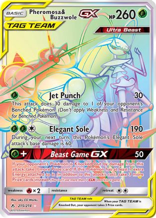 Pheromosa & Buzzwole GX (Secret) 215/214 - SM  Unbroken Bonds Holofoil - for just $12.35! 