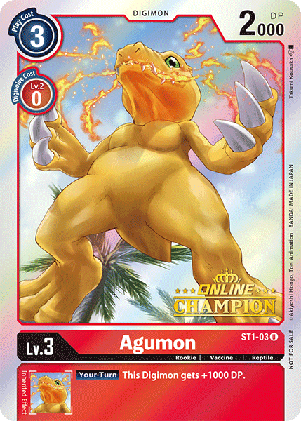 Agumon [ST1-03] (Online Champion) [Starter Deck: Gaia Red Promos] - Just $42! Shop now at Retro Gaming of Denver