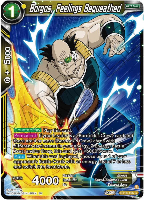 Borgos, Feelings Bequeathed (BT18-105) [Dawn of the Z-Legends] - for just $0.10! 