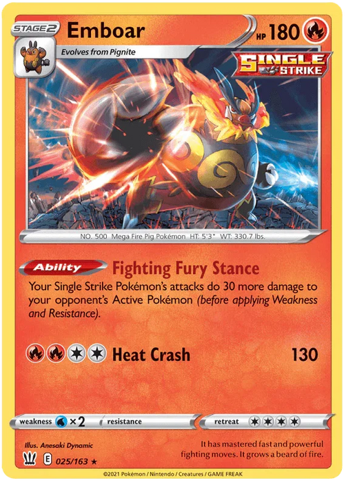 Emboar (025/163) [Sword & Shield: Battle Styles] - for just $0.15! 