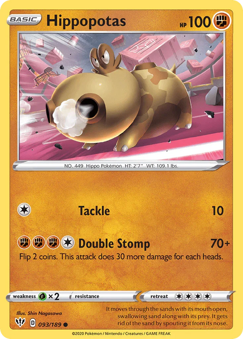 Hippopotas (093/189) [Sword & Shield: Darkness Ablaze] - for just $0.10! 