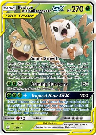 Rowlet & Alolan Exeggutor GX 001/236 - SM  Unified Minds Holofoil - for just $7.34! 