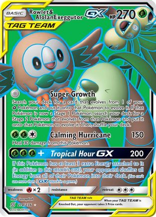 Rowlet & Alolan Exeggutor GX (Full Art) 214/236 - SM  Unified Minds Holofoil - for just $7.49! 