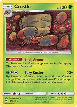 Crustle 011/236 - SM  Unified Minds Reverse Holofoil - for just $0.50! 
