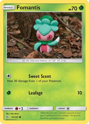 Fomantis 015/236 - SM  Unified Minds Reverse Holofoil - for just $0.35! 