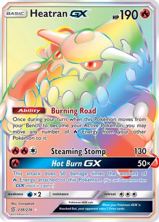 Heatran GX (Secret) 238/236 - SM  Unified Minds Holofoil - for just $4.75! 