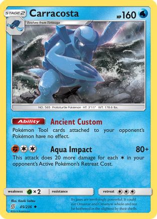 Carracosta 045/236 - SM  Unified Minds Reverse Holofoil - for just $0.28! 