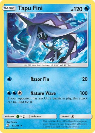 Tapu Fini 053/236 - SM  Unified Minds Reverse Holofoil - for just $0.45! 