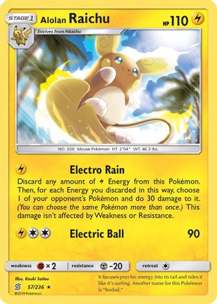 Alolan Raichu 057/236 - SM  Unified Minds Holofoil - for just $1.95! 