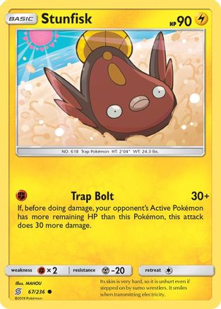 Stunfisk 067/236 - SM  Unified Minds Reverse Holofoil - for just $0.15! 