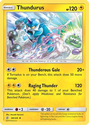 Thundurus 068/236 - SM  Unified Minds Reverse Holofoil - for just $0.18! 