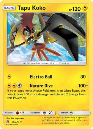 Tapu Koko 069/236 - SM  Unified Minds Reverse Holofoil - for just $0.23! 