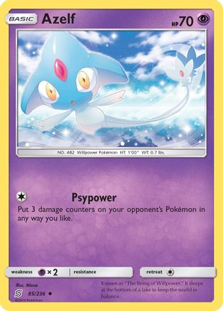 Azelf 085/236 - SM  Unified Minds Reverse Holofoil - for just $0.28! 
