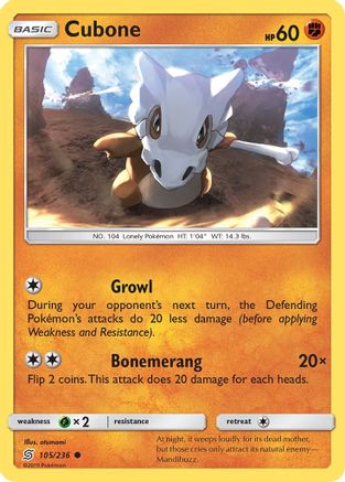 Cubone 105/236 - SM  Unified Minds - for just $0.05! 