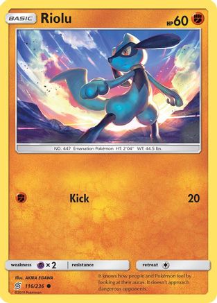 Riolu 116/236 - SM  Unified Minds Reverse Holofoil - for just $0.21! 