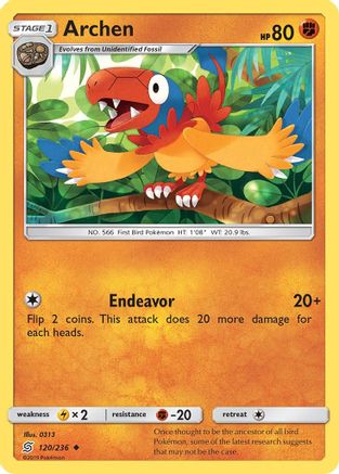 Archen 120/236 - SM  Unified Minds Reverse Holofoil - for just $0.27! 