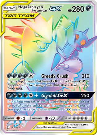 Mega Sableye & Tyranitar GX (Secret) 245/236 - SM  Unified Minds Holofoil - for just $29.40! 