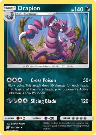 Drapion 134/236 - SM  Unified Minds Reverse Holofoil - for just $0.20! 