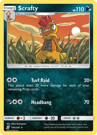 Scrafty 138/236 - SM  Unified Minds Reverse Holofoil - for just $0.23! 
