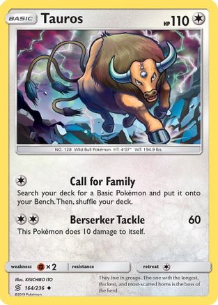 Tauros 164/236 - SM  Unified Minds Reverse Holofoil - for just $0.23! 